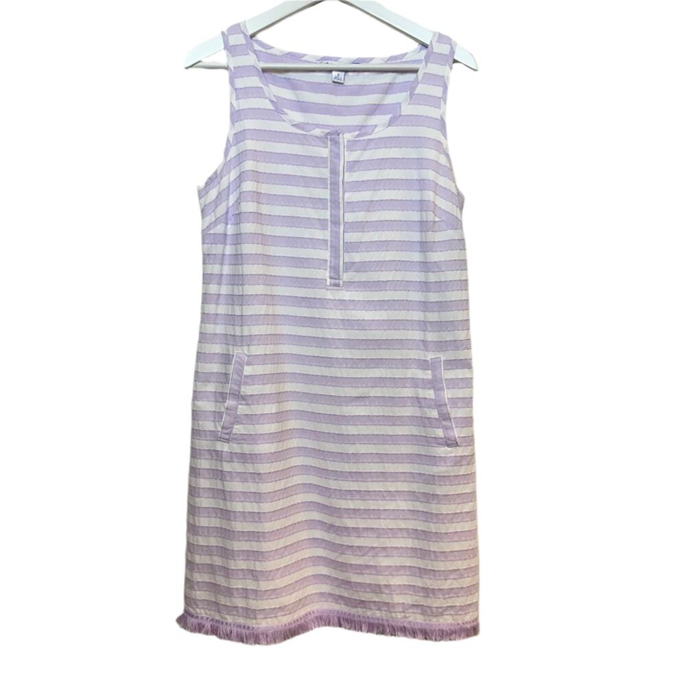 Southern Tide Corrine Striped Purple White Shift Dress Sleevless Cotton Small - Picture 2 of 8